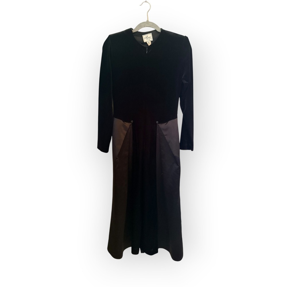 Vintage Black Velvet Dress XS Whimsigoth Goth Witchy Dark Academia Grunge Emo - Picture 4 of 14